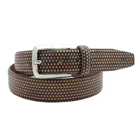Pin Buckle 4.0cm Wide Reflective PU Black Leather Belt 