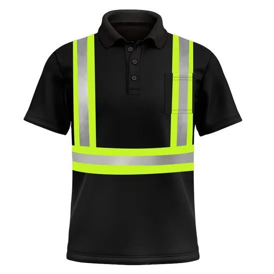 High Visibility Quick Dry Safety Workwear Reflective Safety Polo Shirt with Neck 