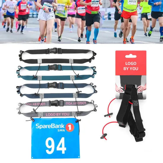 High Elastic Outdoor Marathon Sports Belt Night Running Reflective Number Plate Belt 