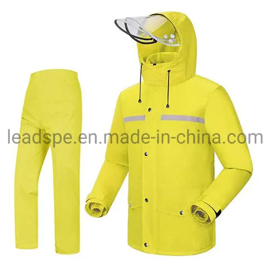 En20471 PU/PVC Breathable Coating Reflective Safety Rainsuit Waterproof Rainwear Windproof Raincoat 