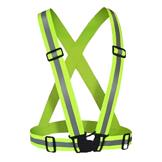 Adjustable Lightweight High Visibility Green Elastic Reflective Vest Safety Belt Straps Gear for Traffic Control, Outdoor Sports 