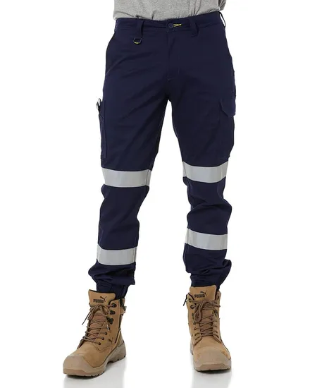 Wholesale Multi Pocket Reflective Safety Trousers Custom Work Uniform Navy Blue Chino Men Cargo Pants 
