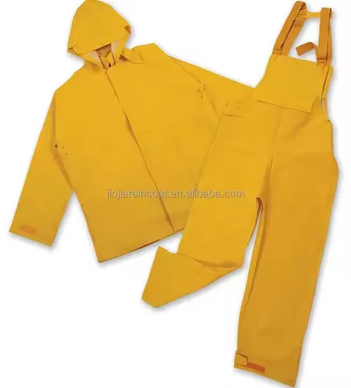 Factory Price Waterproof Heavy Duty Rainsuit Work Safety PVC Polyester Raincoat 