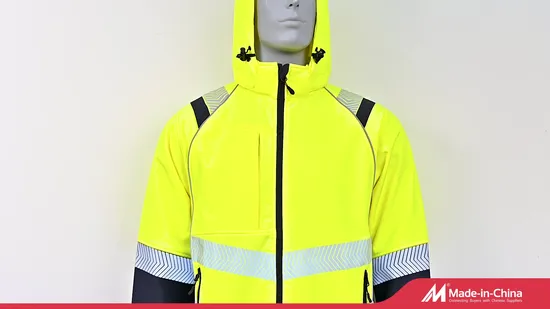 Waterproof Winter Bomber Parka Men′s Warm Polar Fleece Softshell Polyester High Visibility Hi Vis Viz Reflective Safety Security Apparel Uniform Workwear Jacket 
