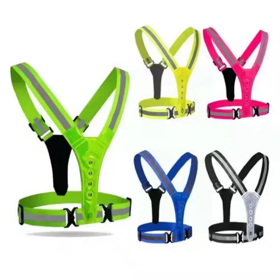 High Visibility LED Reflective Safety Vest with LED Lights for Running Cycling 