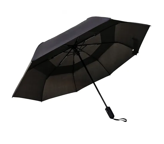 Black and Blue Safety Tip Mini Travel Windproof Double Vent Auto Open Foldable Umbrellas 