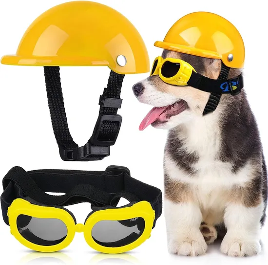 Pet Motorcycle Helmet Dog Sunglasses Safety Pet Cap Dog Hard Hat 