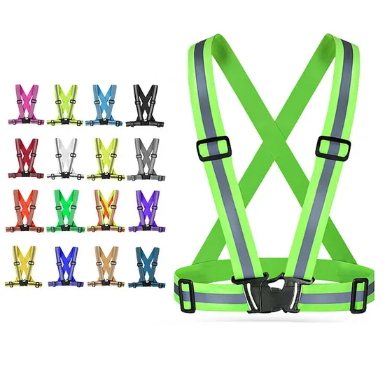 Fluorescent Green Color Elastic Straps Night Work Outdoor Sports Safety Belts Reflective Elastic Strap Safety Vest Belt 